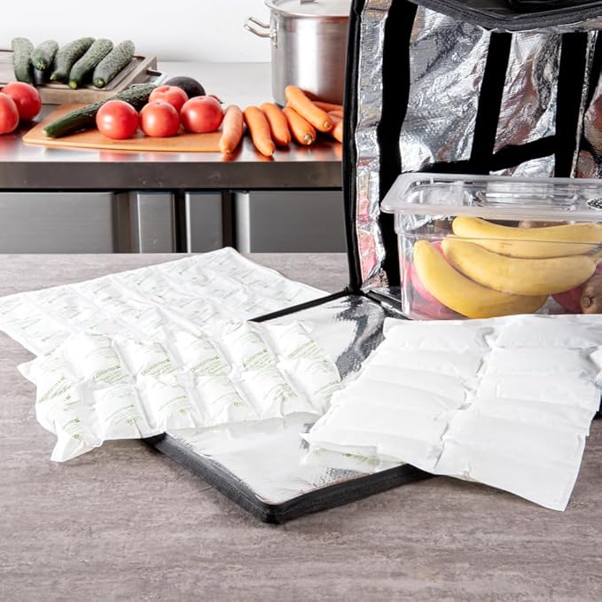 Restaurantware Delivery Tek 15.4 x 11.4 Inch Ice Sheets 10 Durable Cold Packs - Easy-To-Use Design Leakproof Plastic Shipping Ice Packs Reusable For Frozen Meat Vegetables or Beverages
