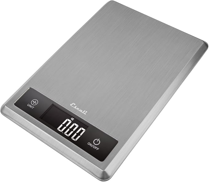Escali T115S Ultra Thin Kitchen, Office, Herb Scale, Tare Functionality, LCD Digital Display, 11lb Capacity, Silver