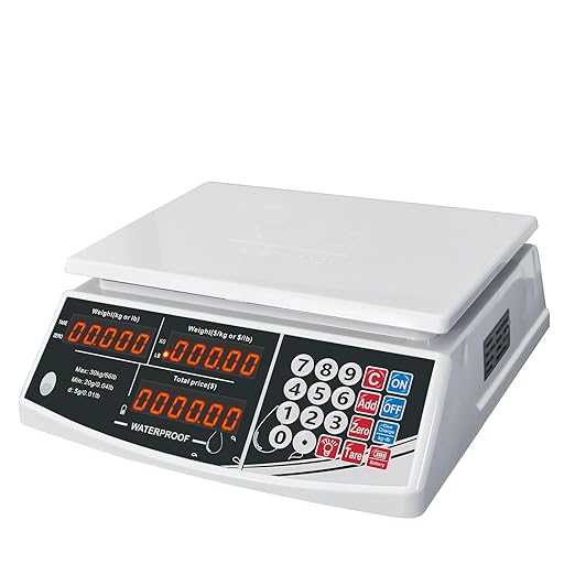 Waterproof Price Computing Scale IP68, 66lb Digital Commercial Food Meat Produce Weight Scale for Farmers Market, Seafood, Rechargeable, Washable, Not for Trade