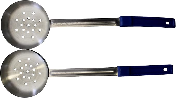 8 Ounce Slotted Stainless Steel Portion Control Ladle Spoon for Measuring and Serving; Commercial Grade Serving Scoops [Pack of 2]