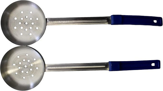 8 Ounce Slotted Stainless Steel Portion Control Ladle Spoon for Measuring and Serving; Commercial Grade Serving Scoops [Pack of 2]
