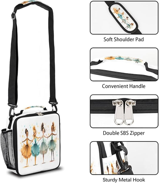 Kids Lunch Box for Boys Girls Ballet Girls Lunch Bag for Kids Insulated Lunch Bag Tote with Adjustable Shoulder Strap Teens Lunchbox Cooler School Picnic