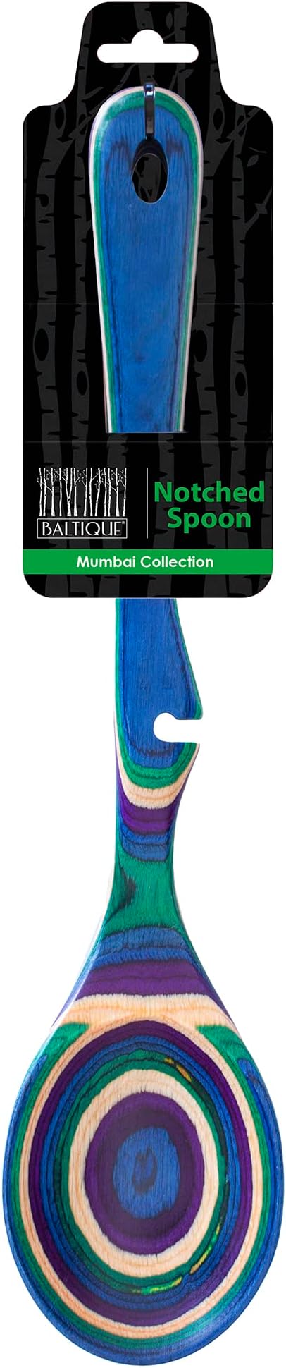 Totally Bamboo Baltique Mumbai Collection 12-1/2" Wooden Cooking Spoon with Spoon Rest Notch, Safe for Use on Nonstick