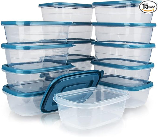 15PCS Rectangle Plastic Portion Box Sets with Lids.Food Storage Box,Container Sets,Food Storage,Food Containers,Plastic Container,use for School,0.53 Quarts Per Box,Age over 3 Years Old