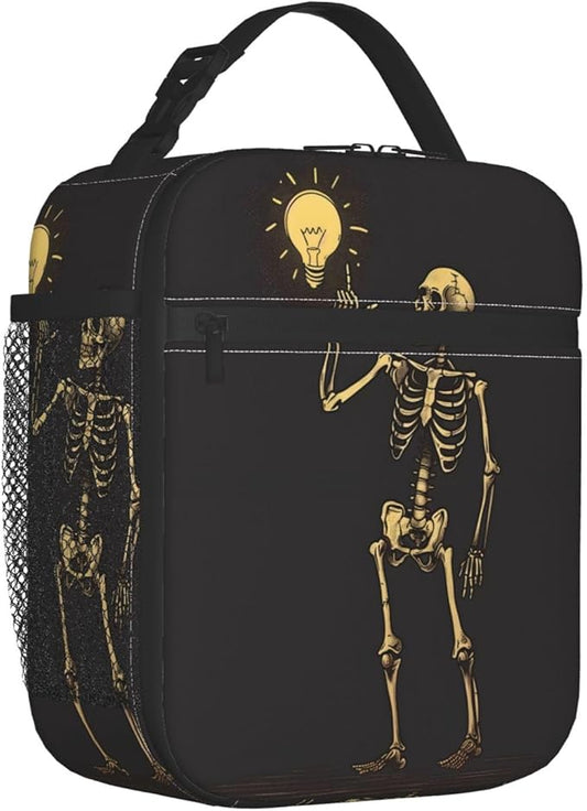 Insulated Lunch Box for Kids Boys Girls, Reusable Lunch Bag for School, Office, Work, Picnic, Travel, Skeleton Lunch Box