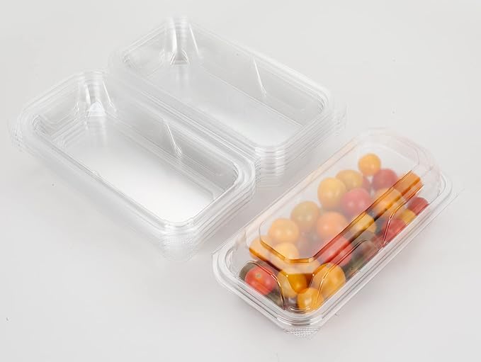 Golden Apple, Clear Plastic Square Hinged Food Container, 5" Length x 9" Width x 3" Depth, 20pieces