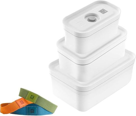 ZWILLING Fresh & Save 3-pc Plastic Lunch Box Set, Airtight Food Storage Container, Meal Prep Container, BPA-Free, White - Assorted sizes