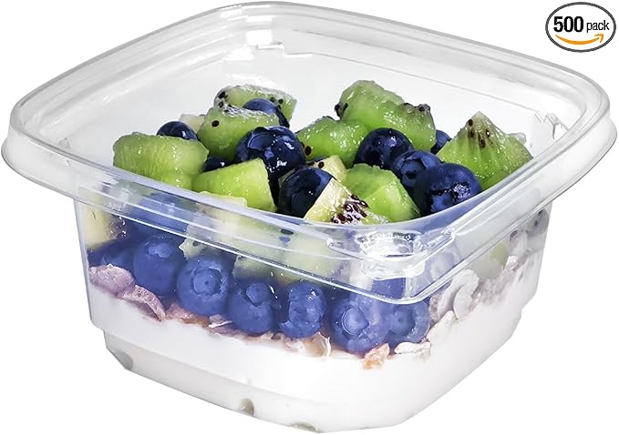 12 oz Tamper Evident Square Deli Container - Lids Sold Separately - for Accessories, Lego, Crafts, Candy, Cookie, Dessert, Snack, Fruit (Case of 500)