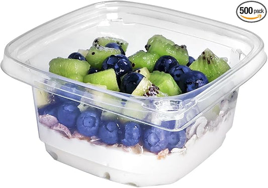 12 oz Tamper Evident Square Deli Container - Lids Sold Separately - for Accessories, Lego, Crafts, Candy, Cookie, Dessert, Snack, Fruit (Case of 500)