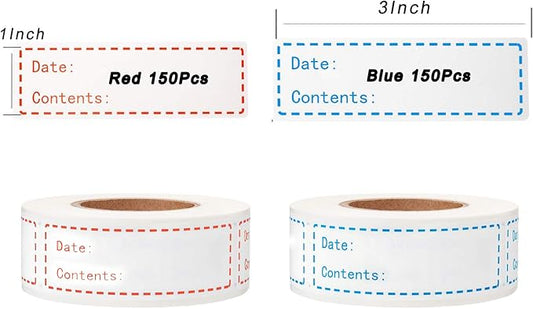 300pcs Removable Freezer Labels, Yoget 1 x 3 Inch Food Storage Stickers, Refrigerator Freezer Paper Label Easy Clean Leaves No Residue, 2 Color Food Labels Roll