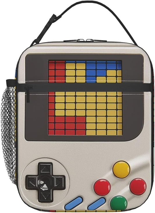 Insulated Lunch Box for Boys Girls Kids Video Game Lunch Box for Work,Picnic,School,Travel,Hiking,Beach or Fishing Polyester Video Game Theme Lunch Bag