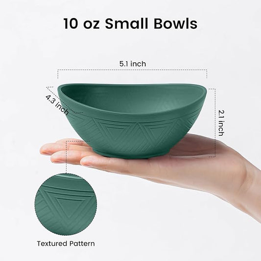 Small Bowls - Wheat Straw Bowls Unbreakable Snack Bowl 4 PCS - 10 OZ, Small Bowl for Snack, Dessert, Dip, Microwave and Dishwasher Safe Kitchen Bowls Set (Green)