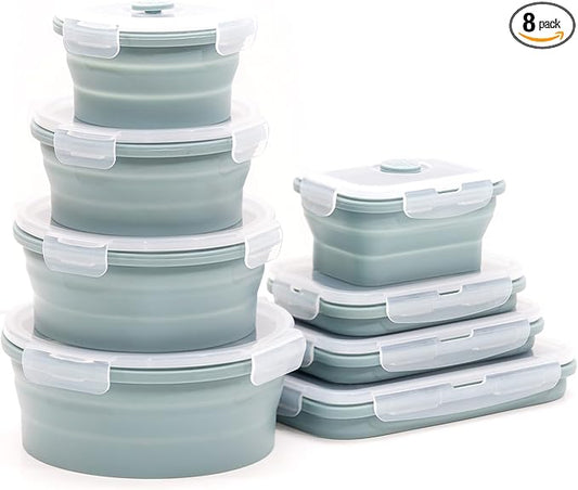 Collapsible Silicone Food Storage Container Set (BLUE)