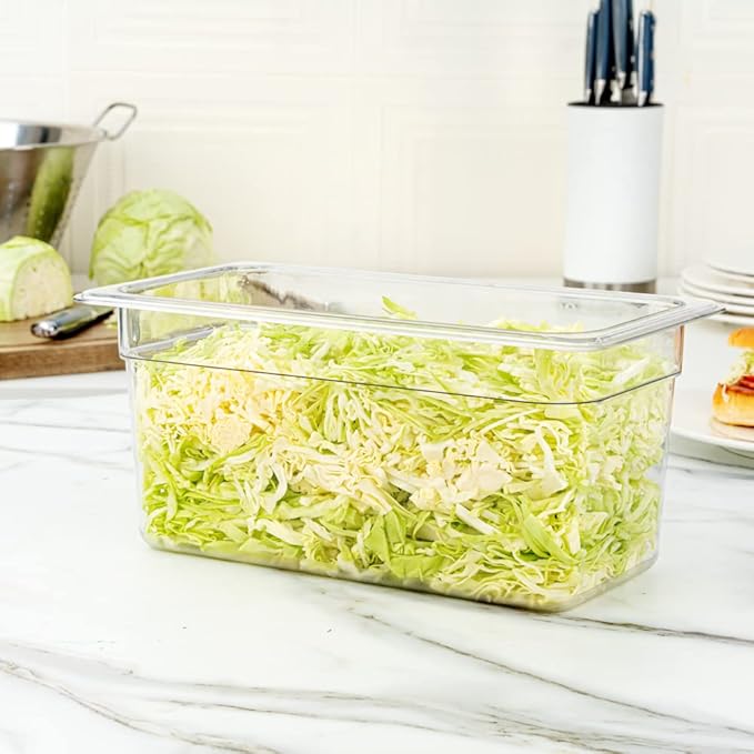 Restaurantware Met Lux 1/3 Size Food Storage Container 1 6 Inch Deep Proofing Box - Rectangle Graduated Measurements Clear Plastic Food Grade Storage Container Dishwashable Lids Sold Separately