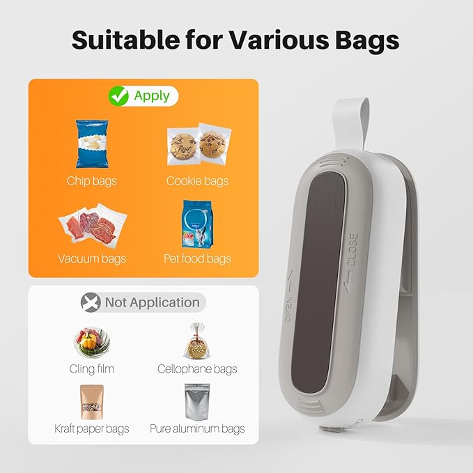 ODSD 2 in 1 Mini Bag Sealer Heat Seal and Cutter With Lanyard - Portable Handheld Chip Heat Sealer for Snacks, Candies, Plastic Food Storage (Batteries Included)