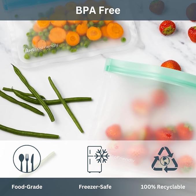 Reusable Freezer Bags | 20-Pack | M, L, XL & Gallon Reusable Ziplock Bags | BPA Free & Leakproof Bags for Fridge Storage, Freezer Storage, Food Storage, & Batch Cooking