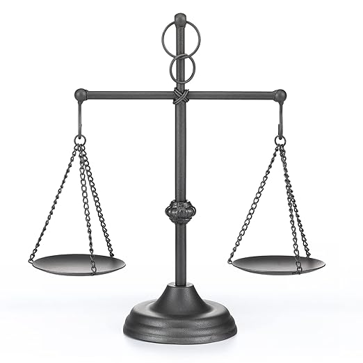 Farmhouse Table Libra Scale Decor, 15" H Metal Centerpiece Balance for Justice Home Decorative with Vintage Style