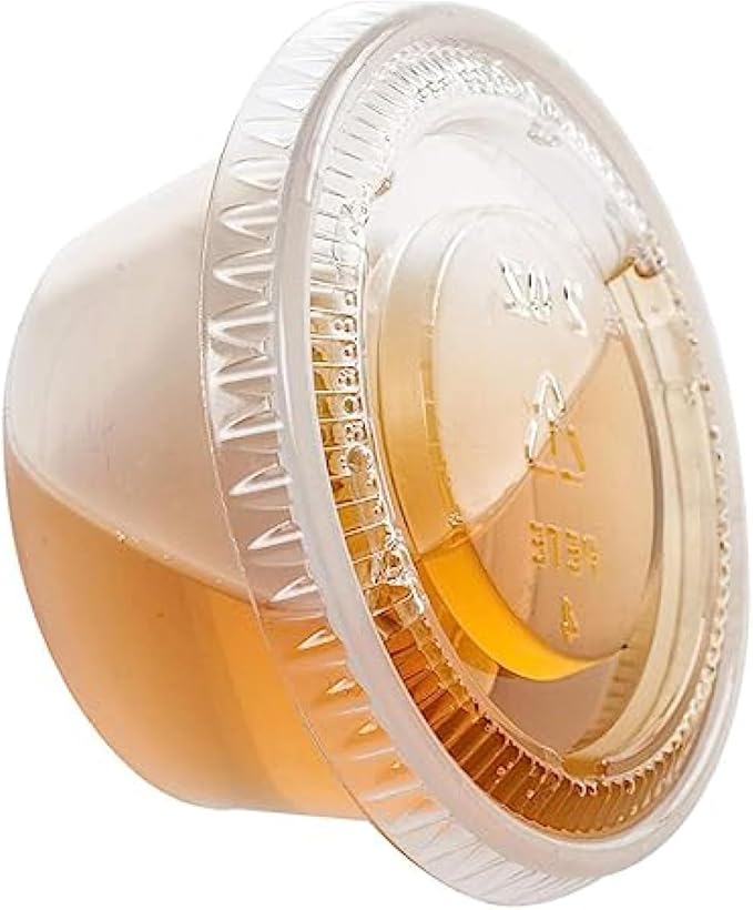 TashiBox 400 Sets - 2 oz Jello Shot Cups with Lids, Small Plastic Portion Cups with Lids, Disposable Condiment Containers for Sauce