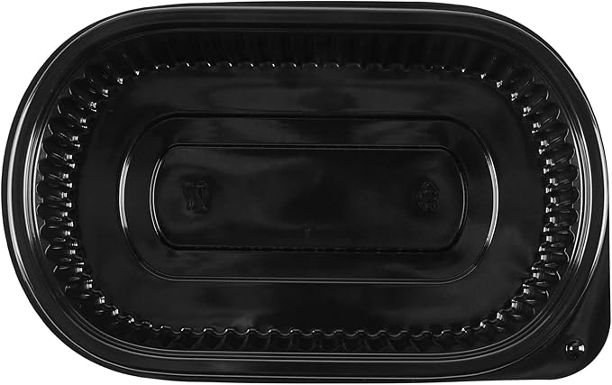 Restaurantware RW Base 25 Ounce Meal Prep Containers, 100 Microwavable To Go Containers With Lids - Disposable, Freezable, Black Plastic Oval Food Containers, Pack Hot And Cold Food, For Takeaway