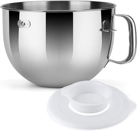 6 Quart Stainless Steel Bowl for Kitchenaid Picurean and Professional Models ONLY,Mixing Bowl for 6 Quart Bowl-Lift Stand Mixer,with Lid