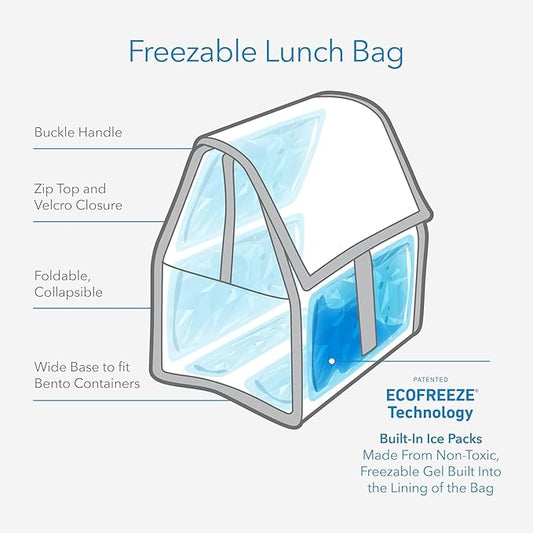 Freezable Lunch Bag, Black Grid