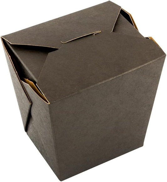 Restaurantware Bio Tek 4 x 3.5 x 4 Inch Food Containers 200 Durable Noodle Boxes - Disposable Sustainable Black Paper 26-Ounce Takeout Boxes Square For Takeouts And Delivery Or Picnics