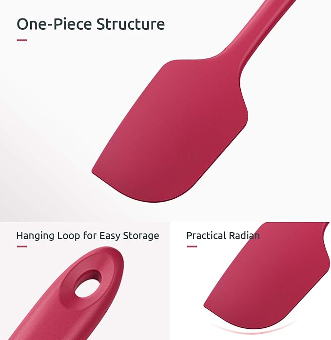 U-Taste 480ºF High Resistant BPA Free Silicone Spatula Set of 4 (Red), and Upgraded Measuring Cups and Spoons Set of 10 with Reinforced Welded Handle (Color)