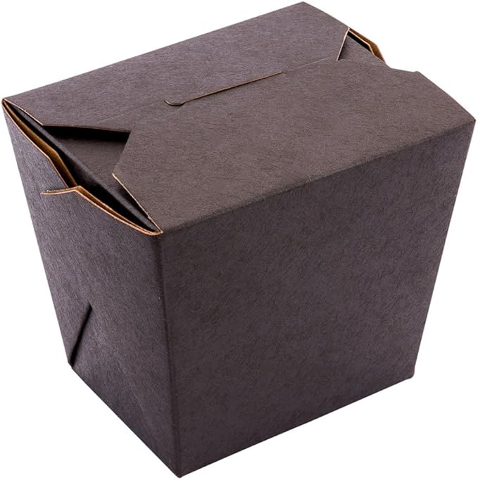 Restaurantware-16 Ounce Noodle Take Out Boxes, 200 Disposable Food To Go Boxes - Tab-Lock, Stackable, Black Paper Take Home Boxes, Greaseproof, For Restaurants, Catering, And Parties