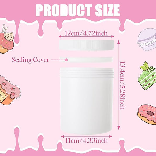 6 Pack Food Storage Containers with Screw on Lids 34 Oz Food Safe Round Plastic Containers, Freezer and Microwave Safe Storage Containers for ice Cream, BPA Free