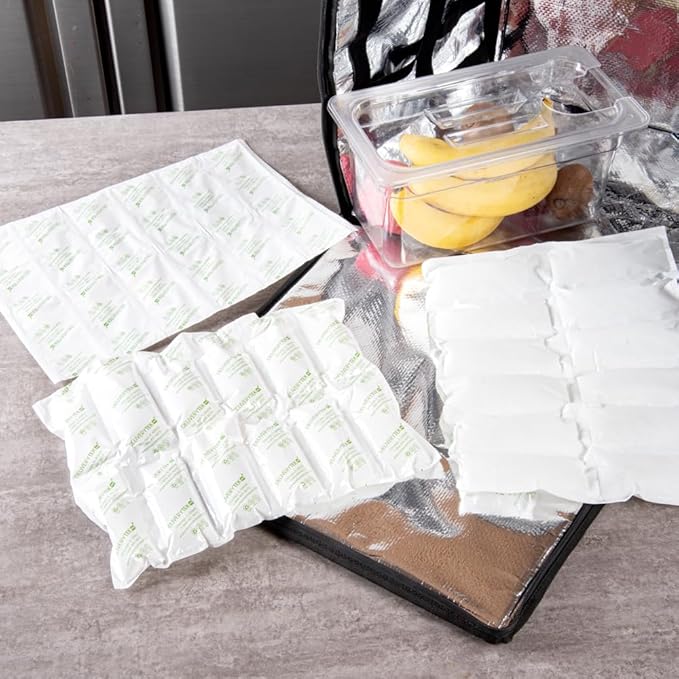 Restaurantware Delivery Tek 15.4 x 11.4 Inch Ice Sheets 10 Durable Cold Packs - Easy-To-Use Design Leakproof Plastic Shipping Ice Packs Reusable For Frozen Meat Vegetables or Beverages