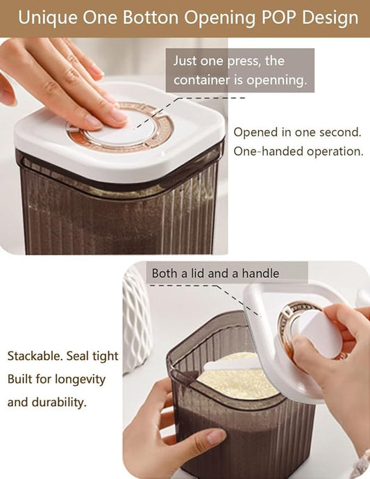 Pop Top Containers with Airtight Date Tracker Lid Small Food Storage Container Sealed Dispenser with Spoon Pantry Storage for Suger, Spices, Dried herbs, Coffee, Tea, Candy, 0.8L / 27oz
