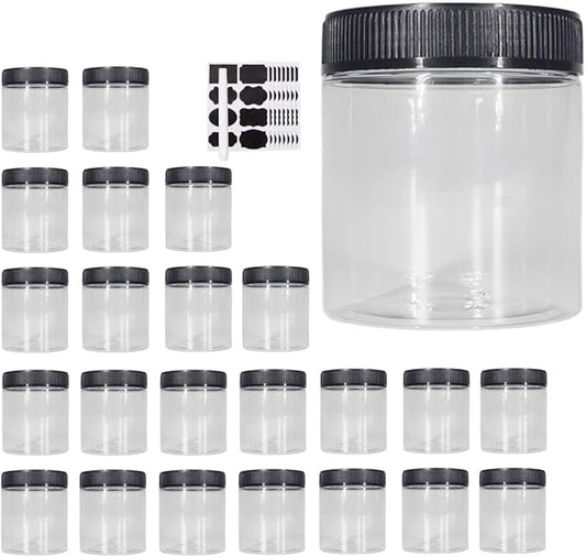 8oz Plastic Jars With Lids, Airtight Container for Food Storage, Clear Plastic Jars Ideal For Dry Food, Peanut Butter, Honey Jam,Cosmetics, Cream, Bathroom and Storage(set of24)