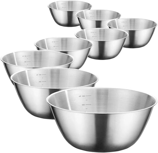 WANBY Stainless Steel Bowls 8 Pcs Metal Lightweight Unbreakable 28Oz Dinner Bowls Set Non-Toxin Dishwasher Safe BPA Free and Healthy