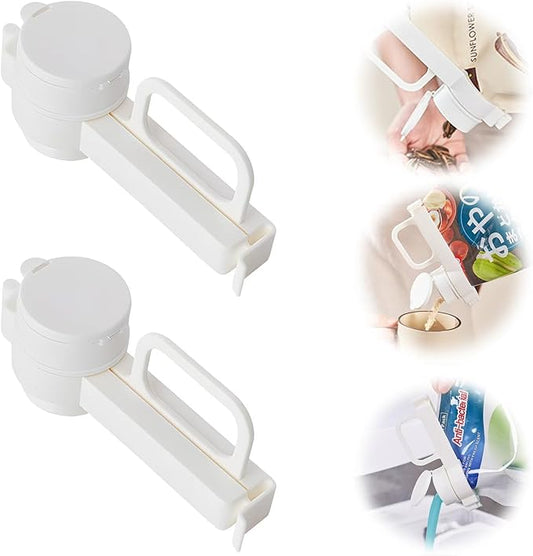 Bag Clips with Pour Spout, Spouts Reusable Plastic Cap Sealer Clips for All Food Storage (2 PCS)