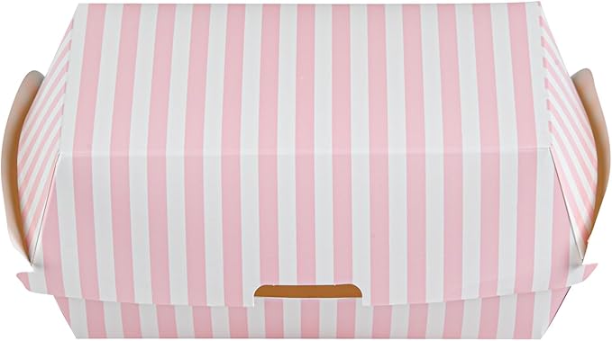 Restaurantware Bio Tek 6.7 x 3.5 x 3.5 Inch Clamshell Food Containers 100 Disposable Sandwich Containers - Hinged Lid Tab-Lock Closure Pink And White Paper Hot Dog Containers Greaseproof