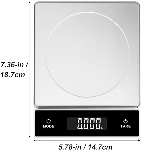 THINKSCALE Digital Kitchen Scale, 11-Pound Stainless Steel Food Scale with Pull-Out Display, 1g/0.01oz Precision for Baking, Cooking, Meal Prep, 6-Unit Conversion