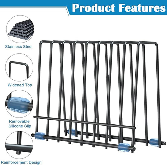 Reusable Storage Bags Rack, Stainless Stand for Reusable Storage Bags, Drying Rack Holder for Reusable Bags, Books, Makeup Brush (Black)
