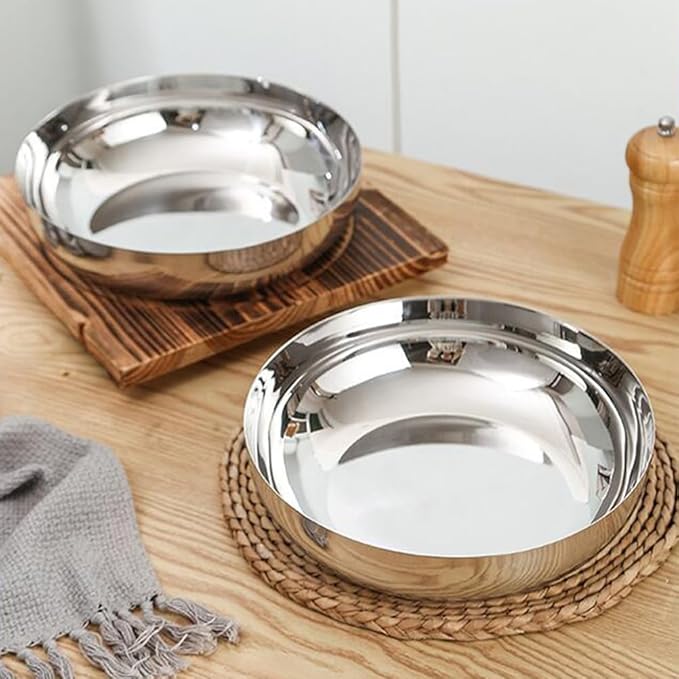 75oz Stainless Steel Mixing Bowls - 9.4 inch Large Metal Serving Bowl, Non-Slip Silver Decorative Bowl for Salad, Pasta, Soup, Fruit, Dishwasher Safe