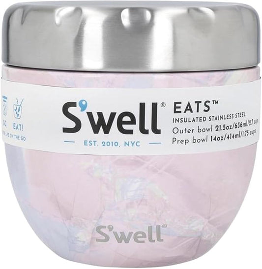 S'well Eats Stainless Steel Food Bowls, 21.5oz, Onyx, Triple-Layered Vacuum-Insulated Containers Keeps Food Cold for 11 Hours and Hot for 7 hours, Condensation Free, BPA Free