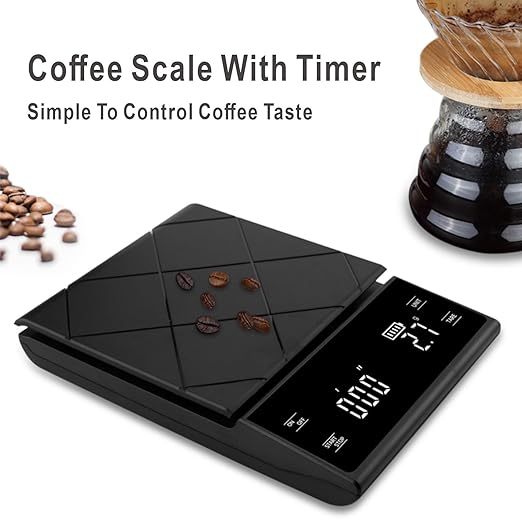 Premium Coffee Scale with Timer, Silicone Pad, 0.1g Accuracy, Multi-Unit Display (g/oz/ml), Perfect for Brewing Precision (Batteries Included)