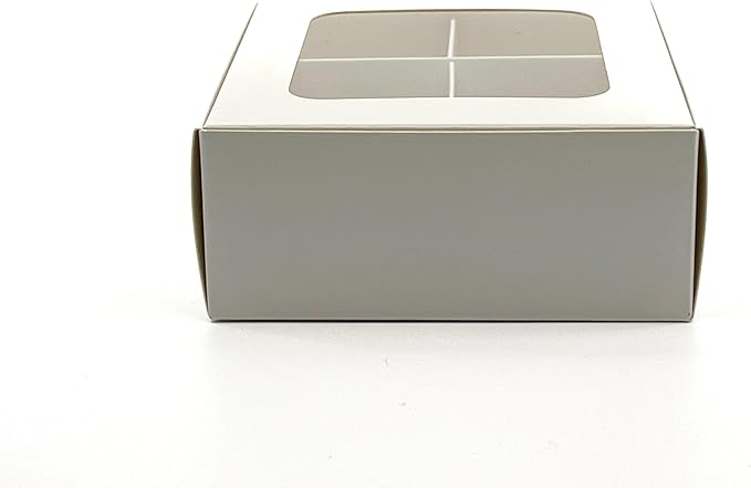 Treat boxes with window and dividers | 4 SMALL compartments | 4.5 x 4.5 x 1.9 in | Chocolate covered strawberries supplies, macaron boxes, baked goods packaging | 20-pack (White)