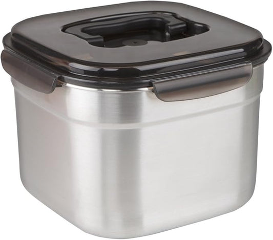 STENCOC Stainless Steel BPA Free Square Leakproof Airtight Kimchi/Pickle/Food Storage Container Saver (5.8L / 196oz / 9.1") One Handle