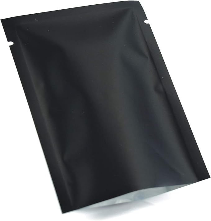 QQ Studio 100 PCS Metallic Mylar Foil Open Top Sealable Bags (9x13cm(3.5x5.1"), 100x Matte Black)