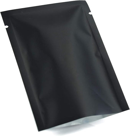 QQ Studio 100 PCS Metallic Mylar Foil Open Top Sealable Bags (9x13cm(3.5x5.1"), 100x Matte Black)