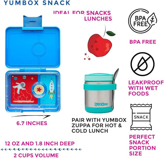 Yumbox Snack Box - 3 Compartment - Leakproof Bento Lunch Box for Kids (Surf Rocket)