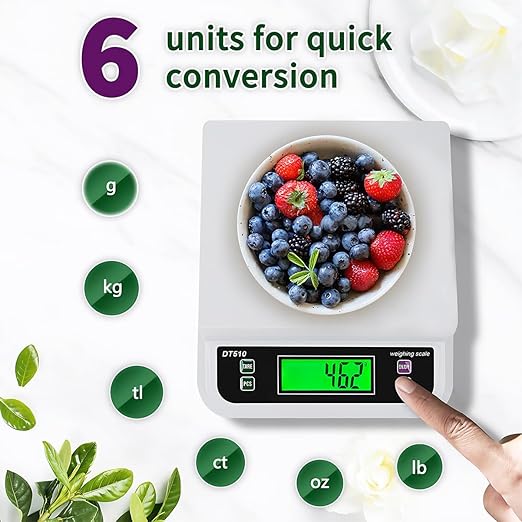 Large Food Scales for Kitchen 66LB 30kg Digital Kitchen Scale with Tare and Prep Counting Food Weight Baking Scale with LCD Display for Bakery (White, 30kg)