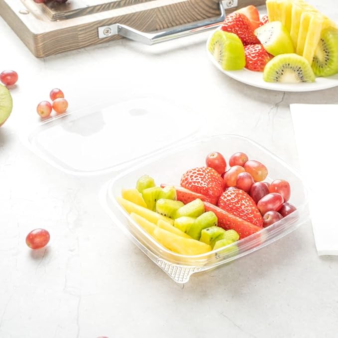 Restaurantware Thermo Tek 8 Ounce Clamshell Containers - Anti-Fog To Go Food Containers - Freezable Rectangle Clear Plastic Food Packaging