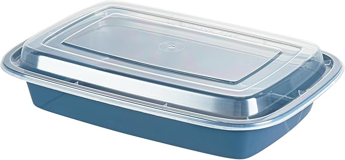 Restaurantware Asporto 28 Ounce Take Out Containers, 100 Food Containers With Lids - Microwavable, Disposable, Midnight Blue Plastic To Go Food Containers, No BPA, For Take Out And Delivery