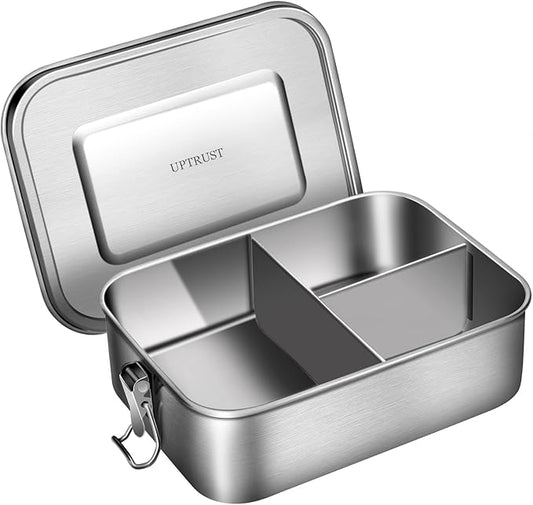 UPTRUST Leak Proof Stainless Steel Bento Container for Lunch,Bento Lunch Box for Kids or Adults, 3 Compartment Packing Box for Meal Fruit Snack (40OZ/1200ML)