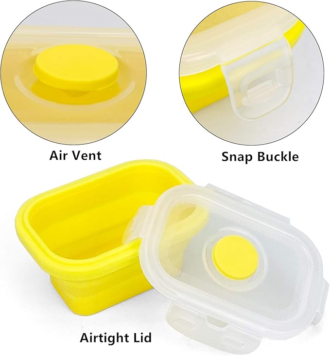 CCyanzi Small Silicone Food Containers with Lids, Collapsible Food Storage Containers Set | Leakproof | Microwaveable | Store Food in Freezer | 150ml, Set of 4